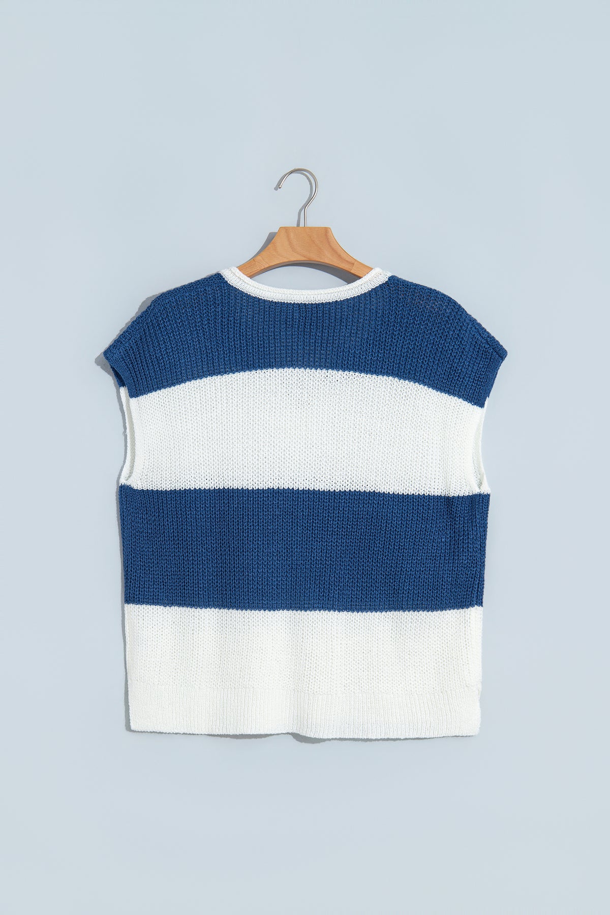 Colorblock Stripe Short Sleeve Sweater