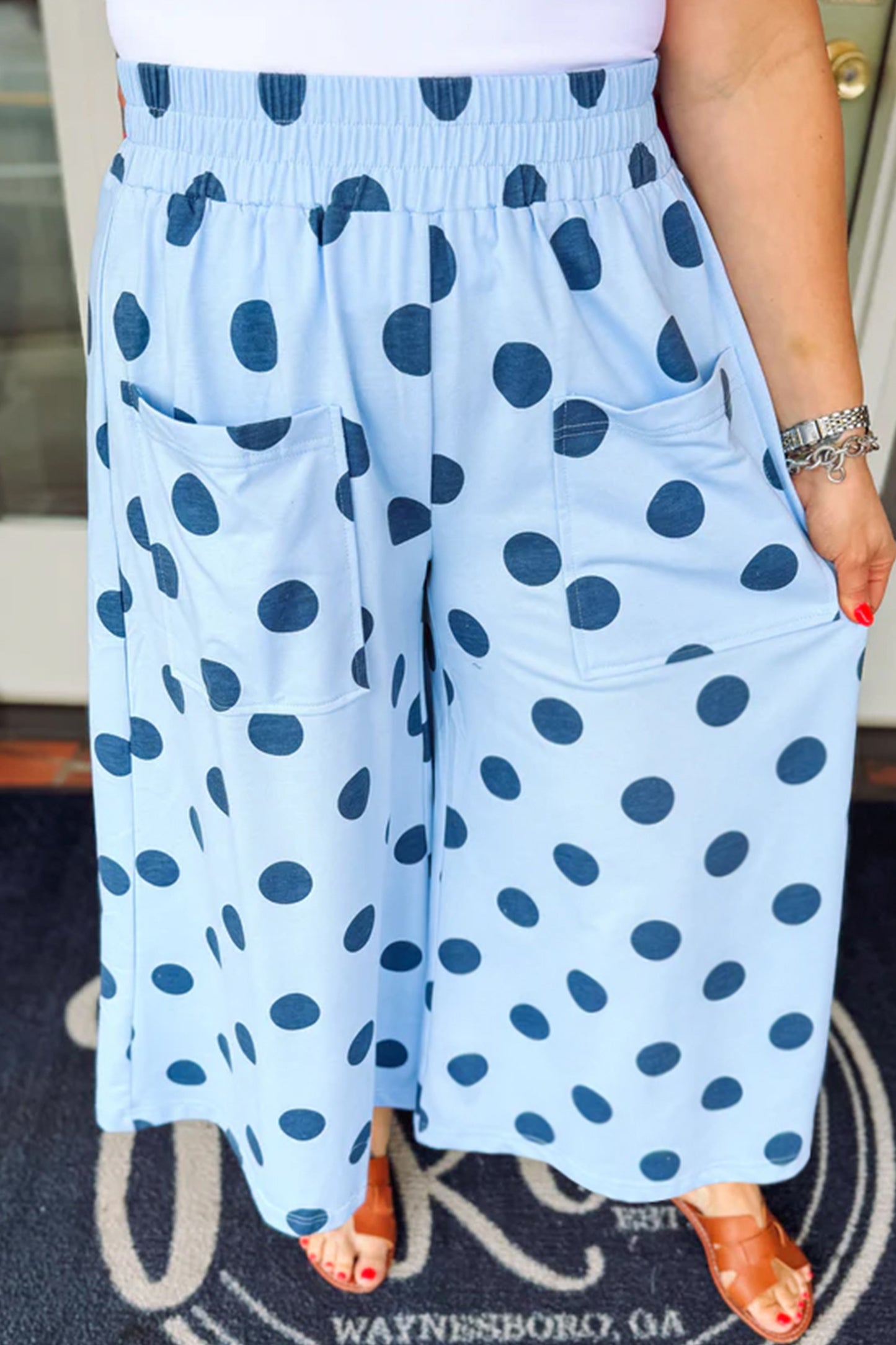 Daybreak Polka Dot Plus Size Wide Leg Pants