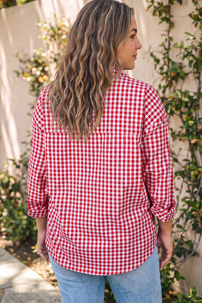 Red Plaid V-Neck Tunic