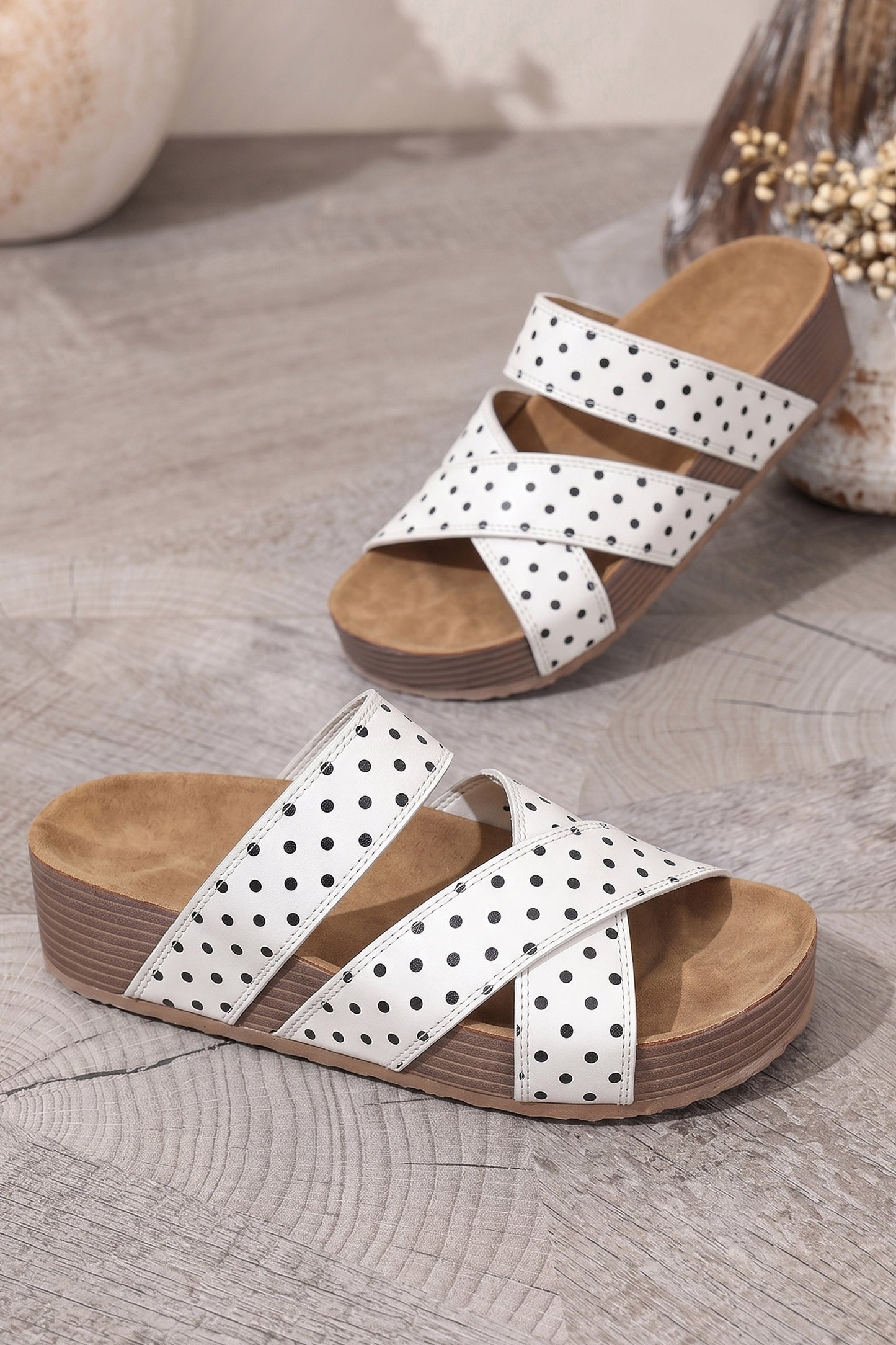 Meadow Polka Dot Suede Slippers