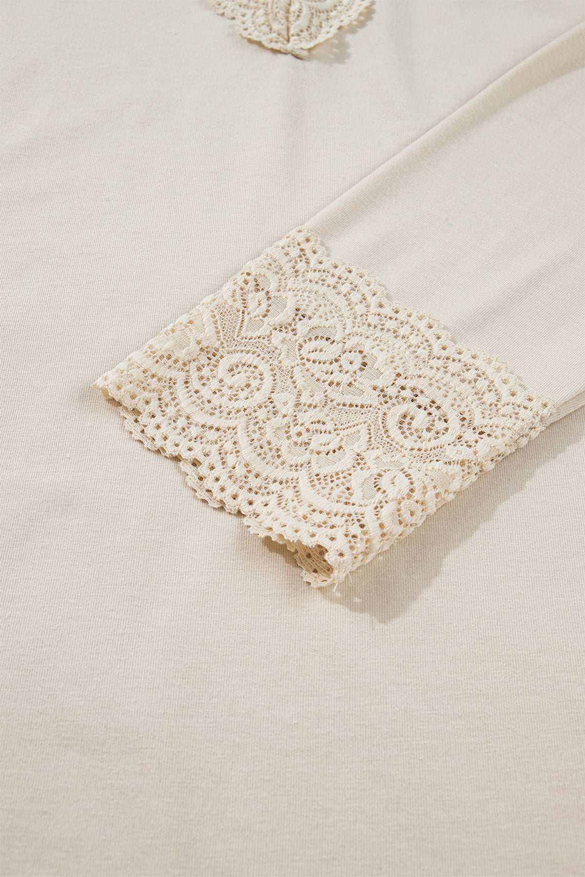 Lace-Trim V-Neck Long-Sleeve Top