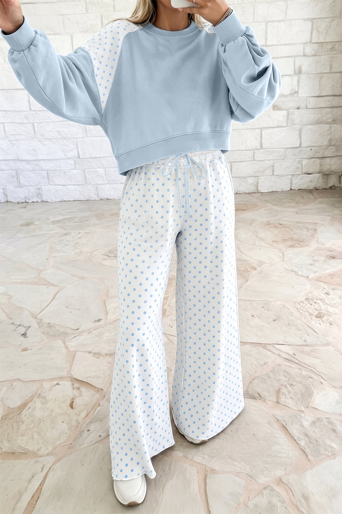 Polka Dot Colorblock Lounge Set