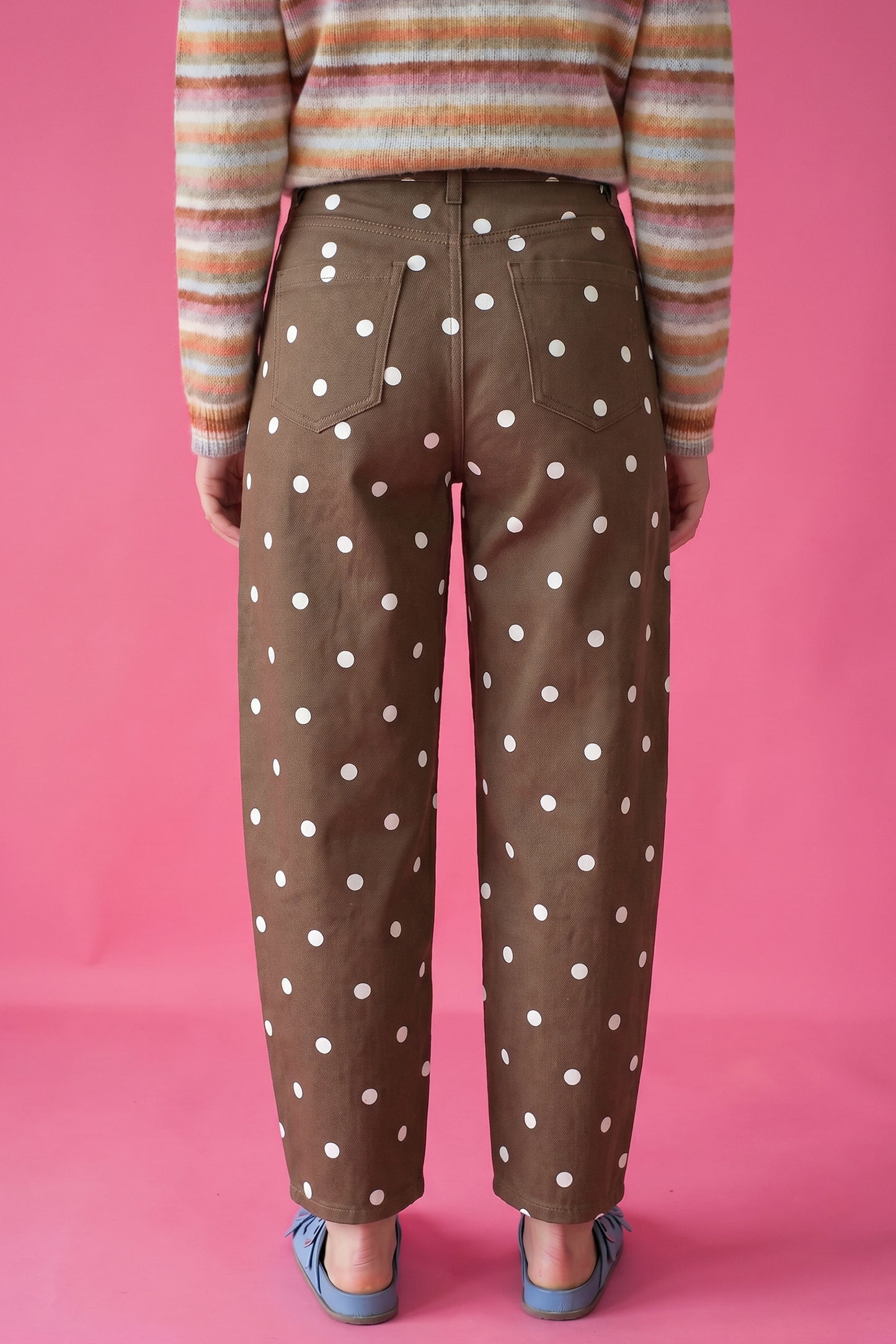 Peach Stand Polka Dot Barrel Jeans