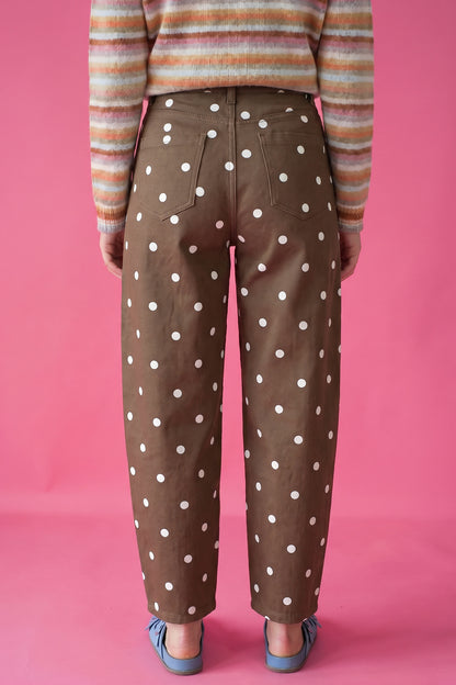 Peach Stand Polka Dot Barrel Jeans