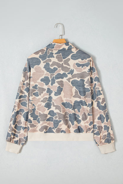 Camo Collar Pullover Sweatshirt