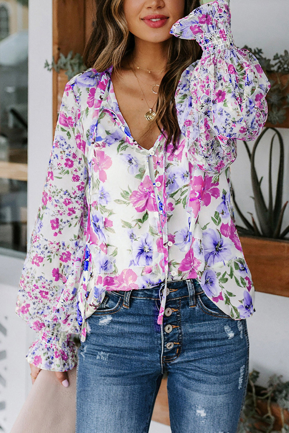 Meadow Floral Smocked Blouse
