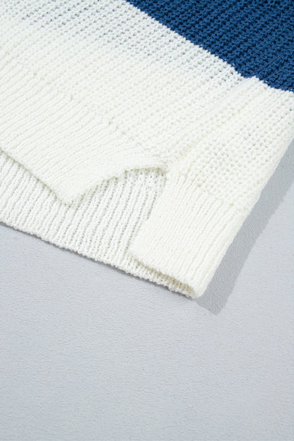 Colorblock Stripe Short Sleeve Sweater