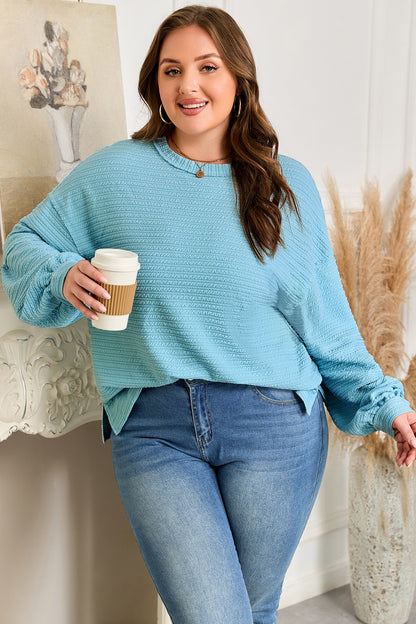 Light Blue Textured Knit Top