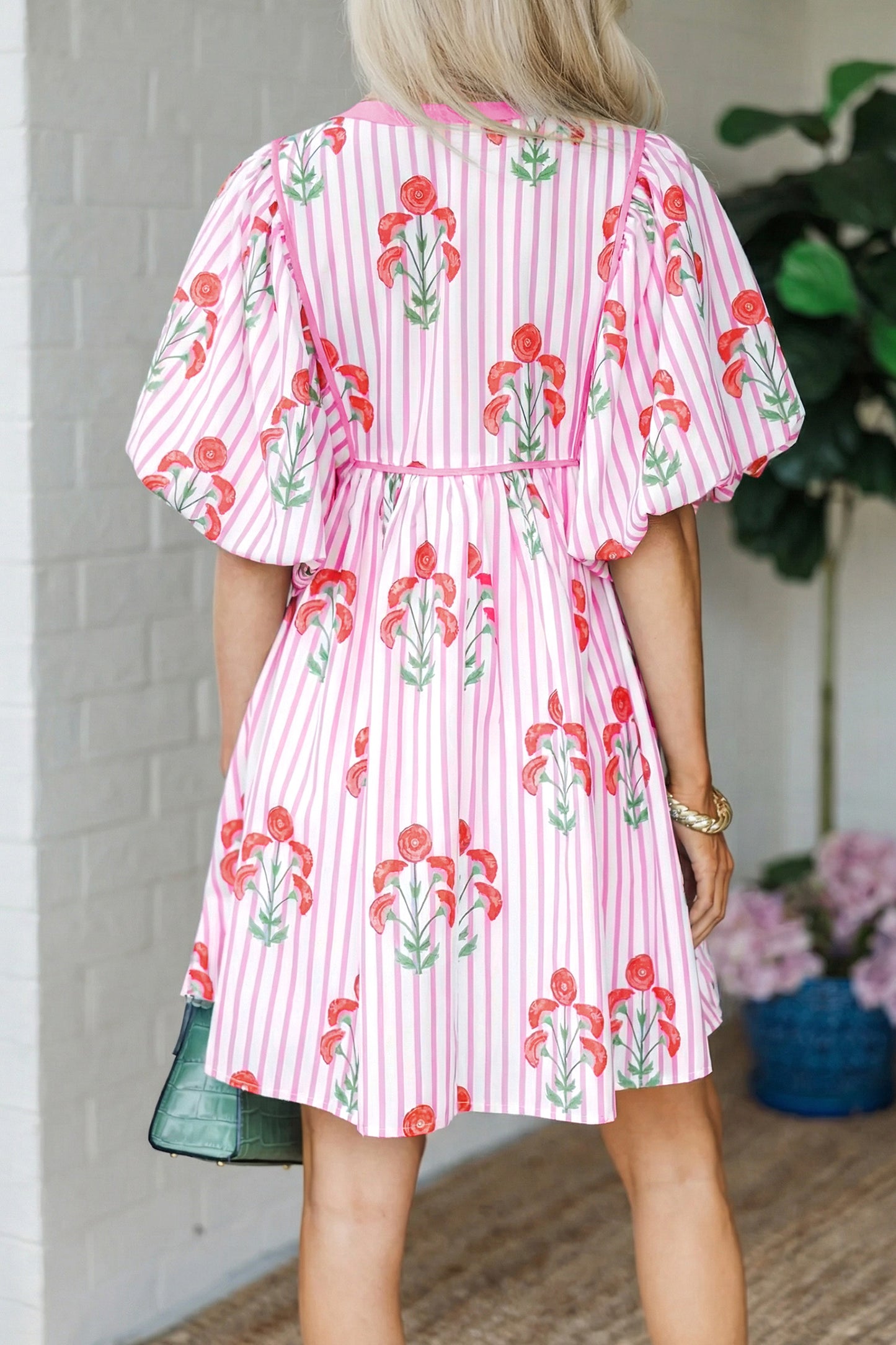 Meadow Mix Floral Striped Mini Dress