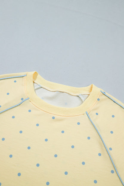 Polka Dot Piped Relaxed Top