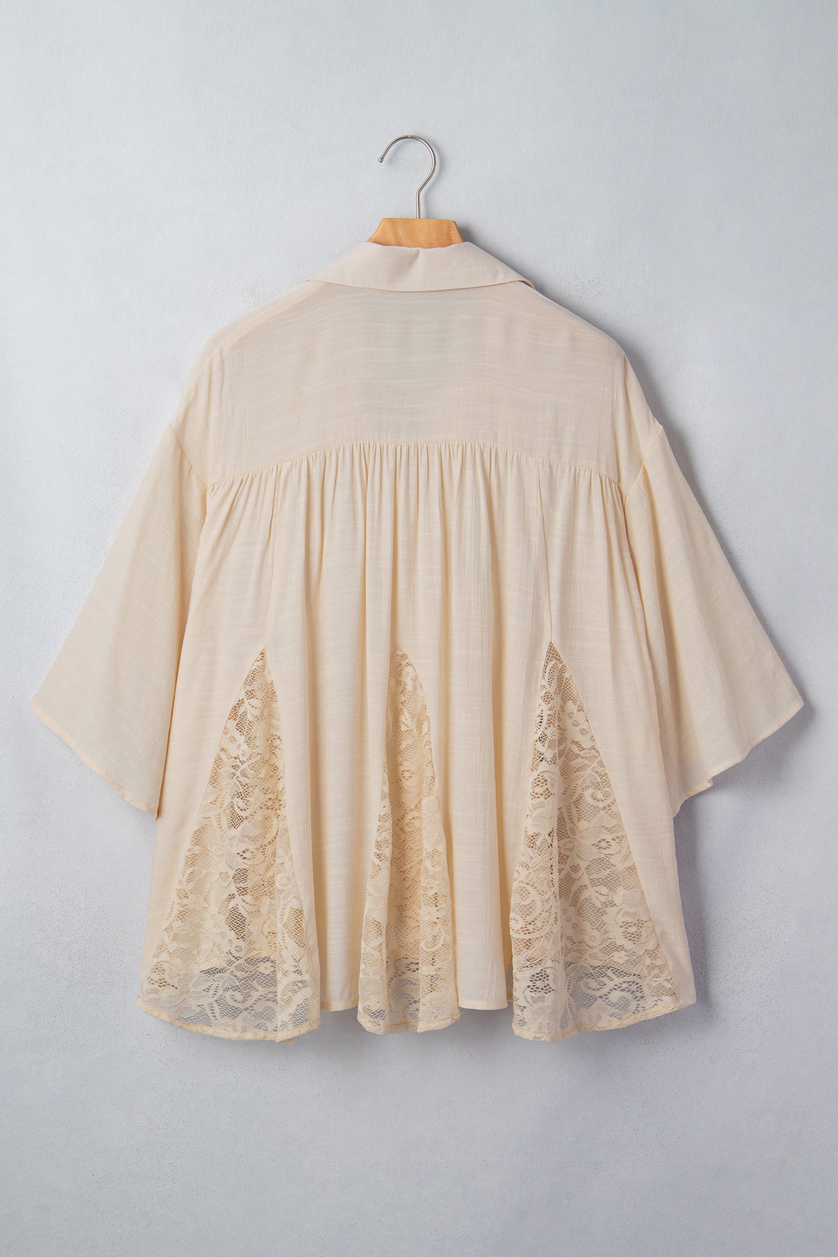 Sheer Lace Bracelet-Sleeve Shirt