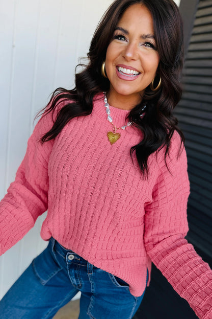 Peach Bloom Drop Shoulder Sweater