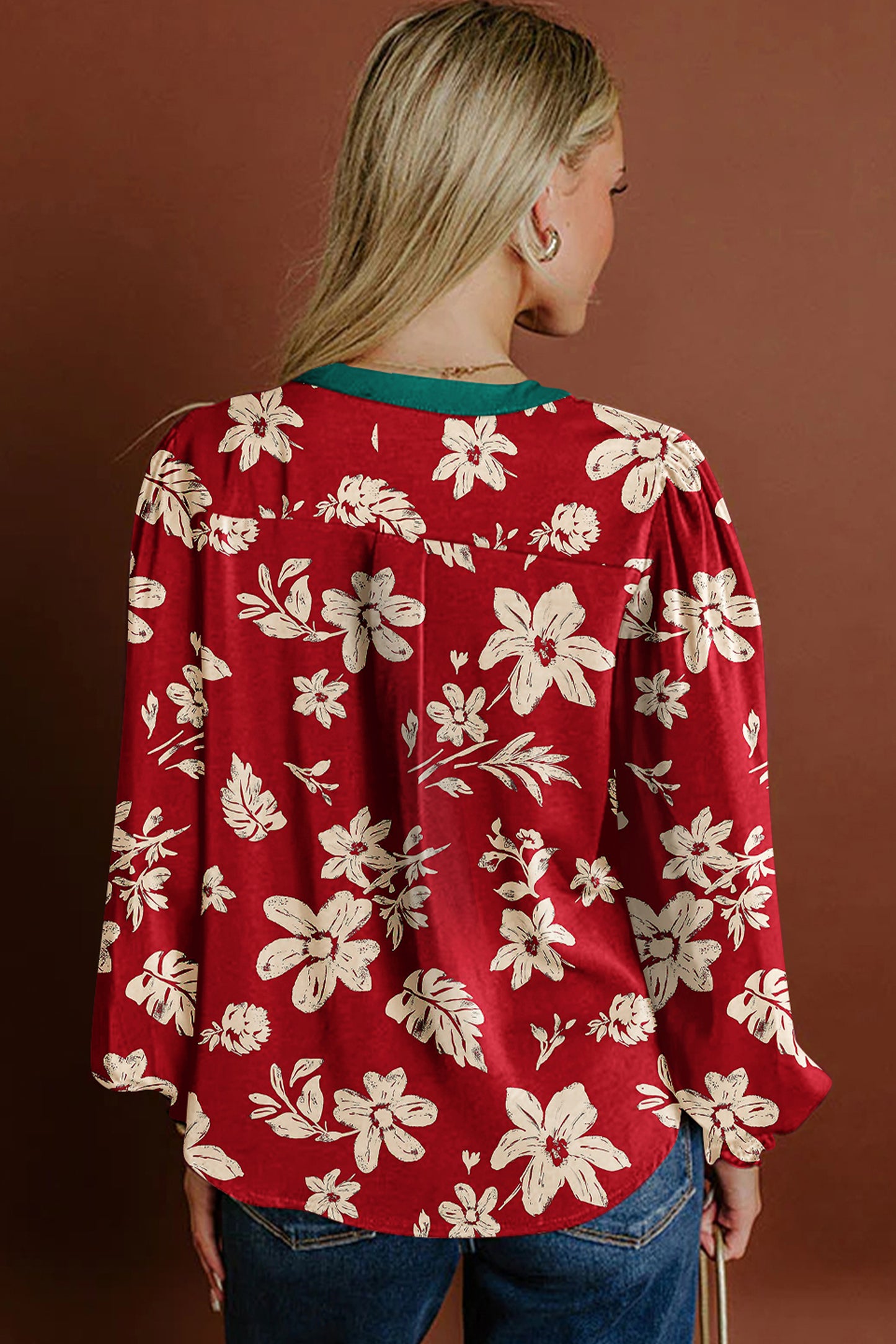 Magnolia Tied Neck Floral Blouse