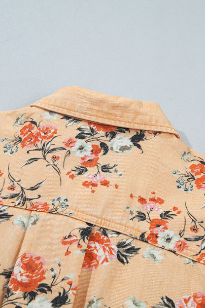 Khaki Floral Denim Jacket