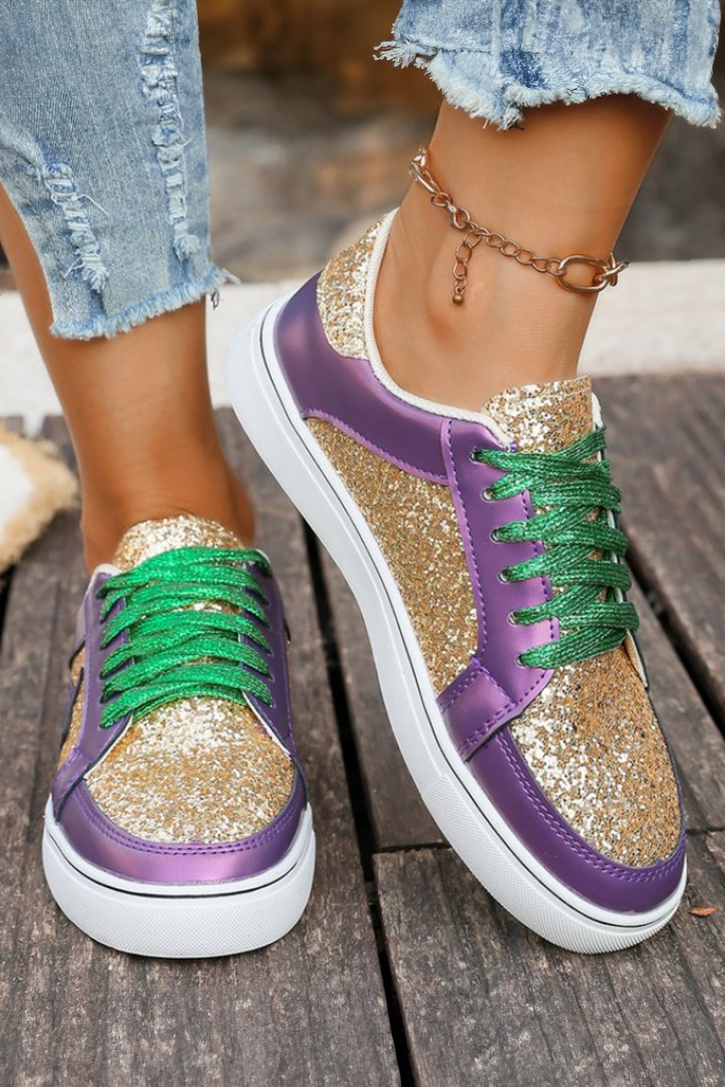 Starlight Glitter Star Lace-Up Sneakers