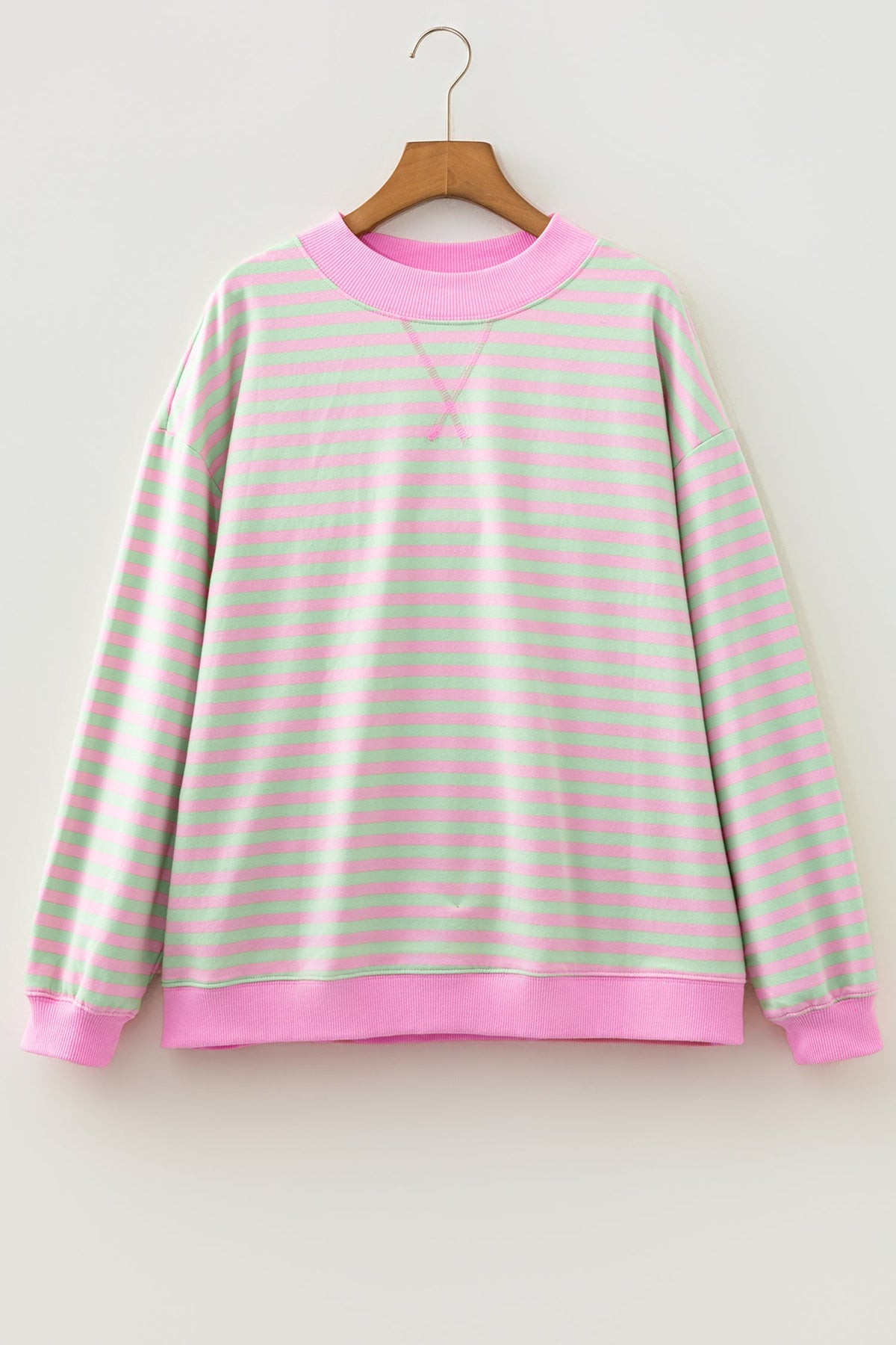 Striped Contrast-Trim Mock-Neck Sweatshirt — product image 2