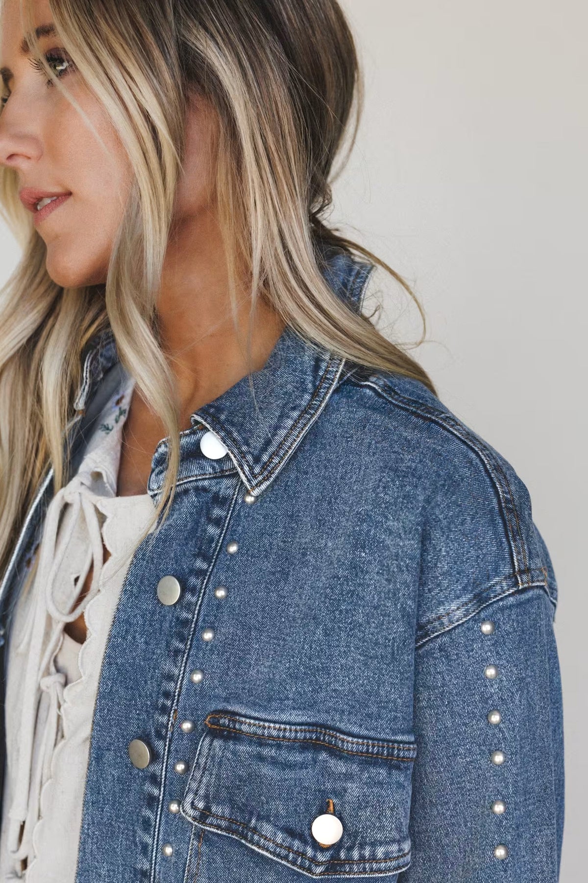 Sail Blue Western Rivet Denim Jacket