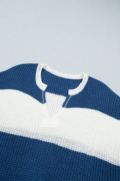 Colorblock Stripe Short Sleeve Sweater