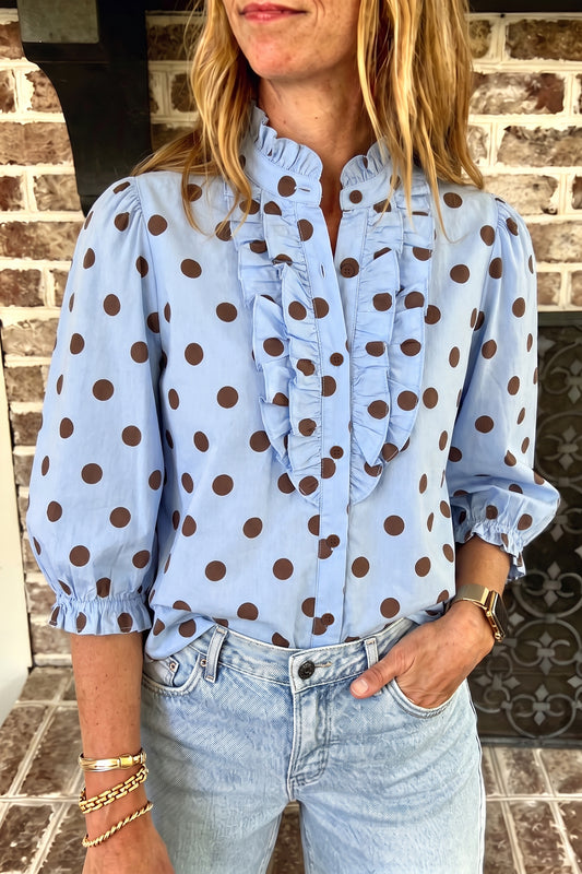 Polka Dot Ruffle Blouse