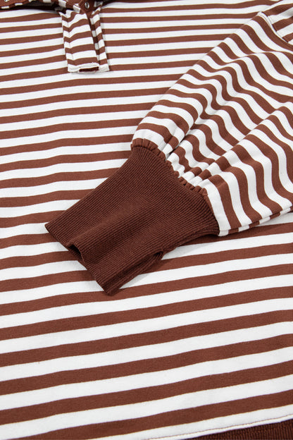 Stripe Raw Seam Pullover Sweatshirt