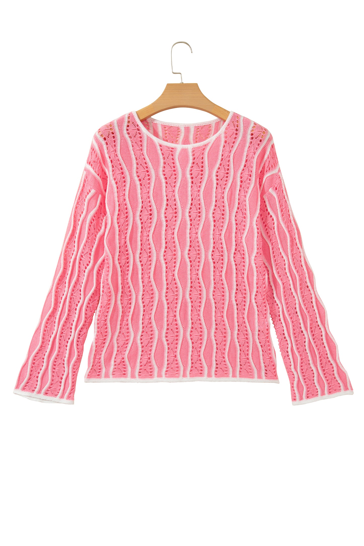 Cloud Nine Wavy Eyelet Knit Sweater