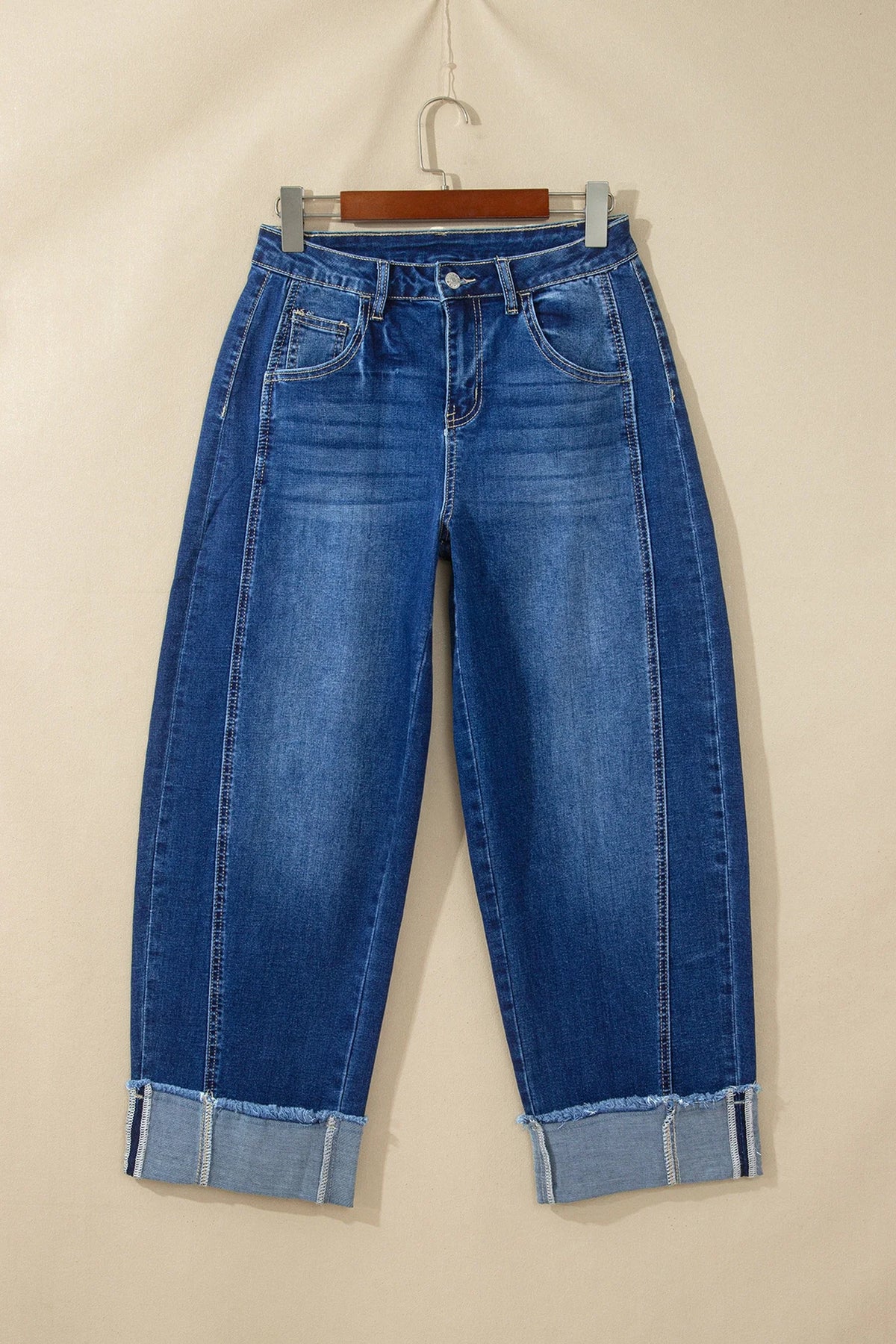 Cuffed Raw Hem High-Waist Jeans — view 2
