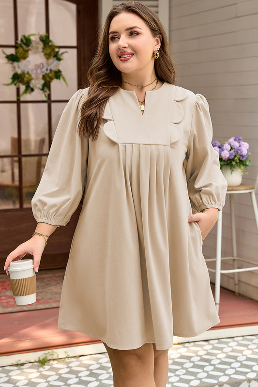 Parchment Corduroy Scallop Mini Dress
