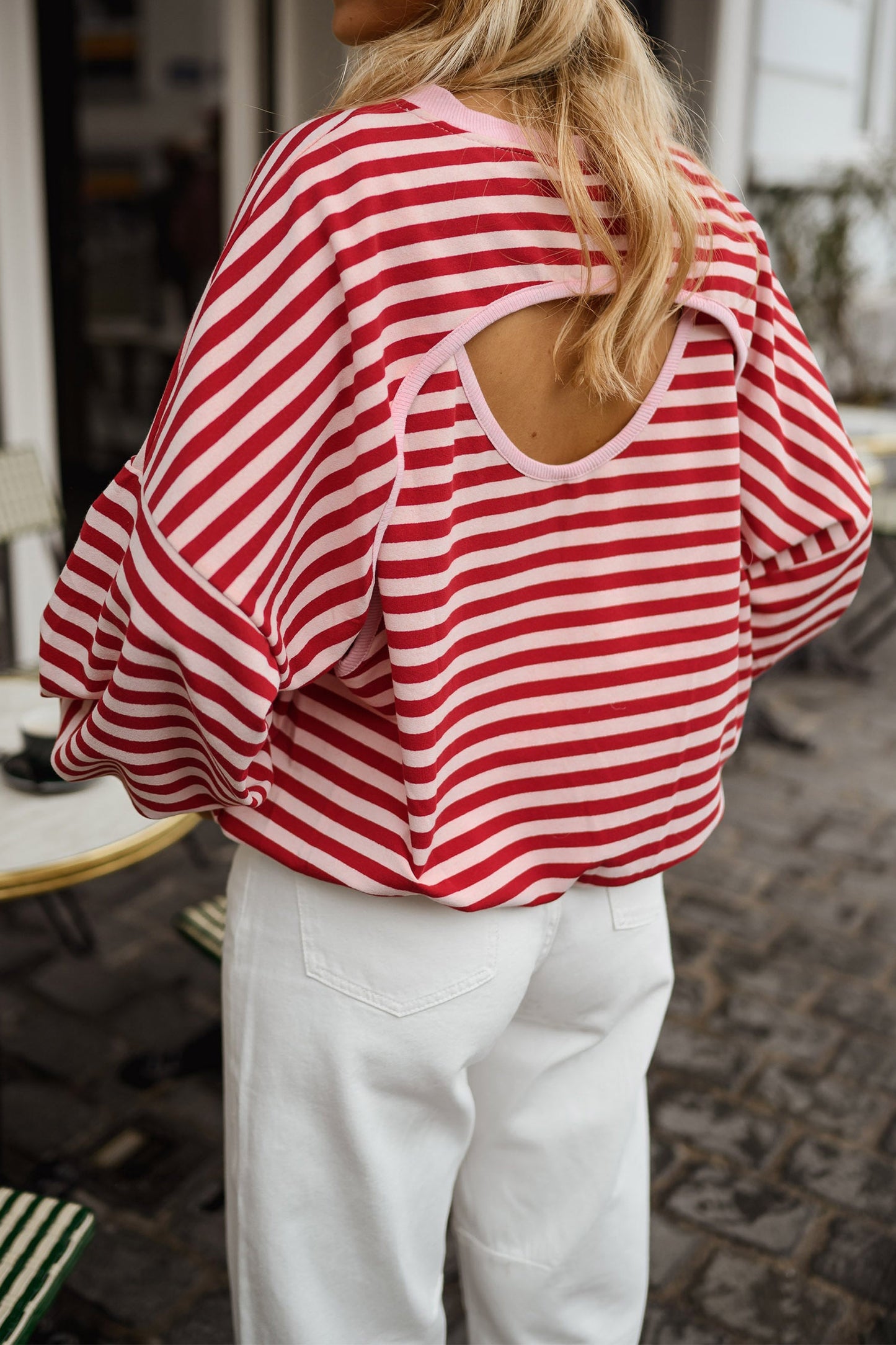 Pep Rally Stripe Open-Back Top