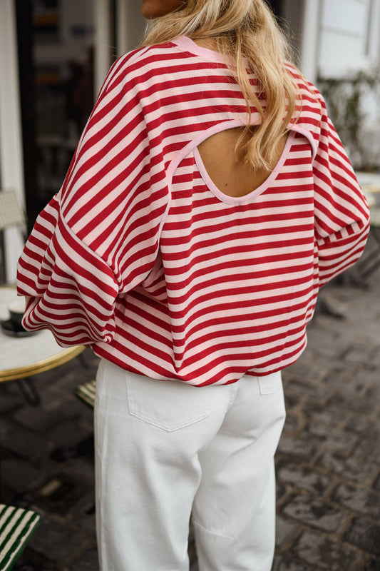 Pep Rally Stripe Open-Back Top