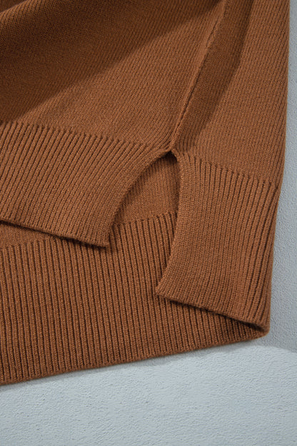 Chestnut Ribbed Tunic Sweater