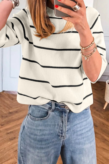 Seaside Stripe Short-Sleeve Sweater