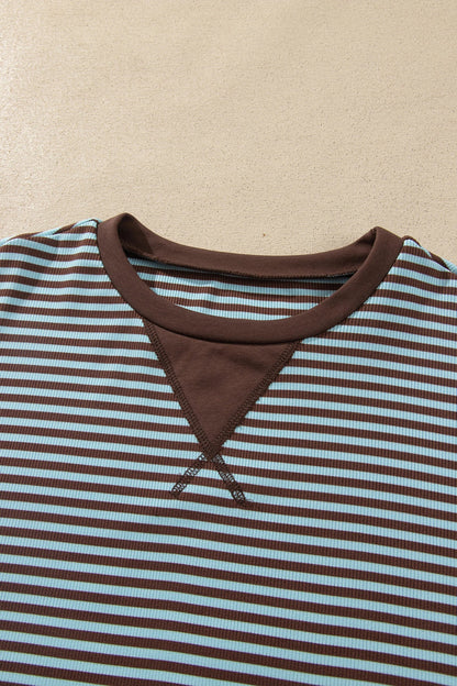 Stripe Drop Shoulder Loose Top & Pants Set — product image 4