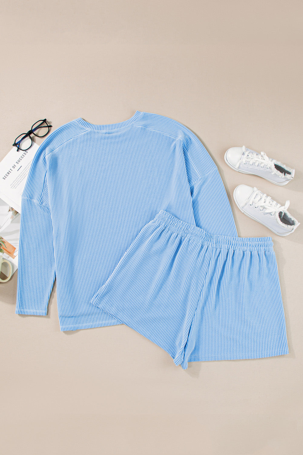 Lakeside Ribbed Plus Size Top And Shorts Set