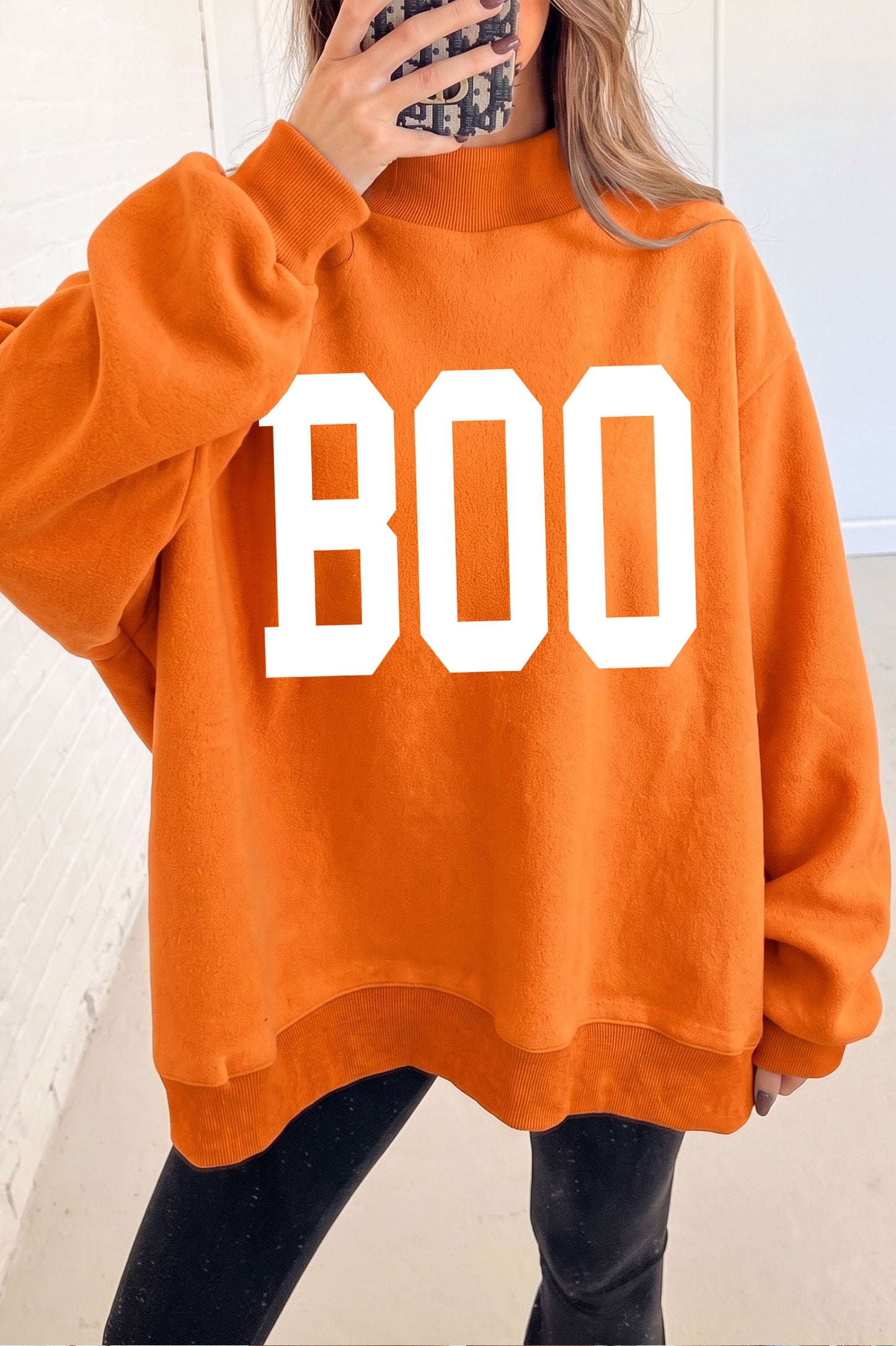 Spooky Boo Reversible Mock Neck Sweatshirt