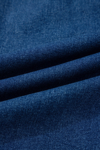 Solid Denim Seam Detail High Waist Jeans