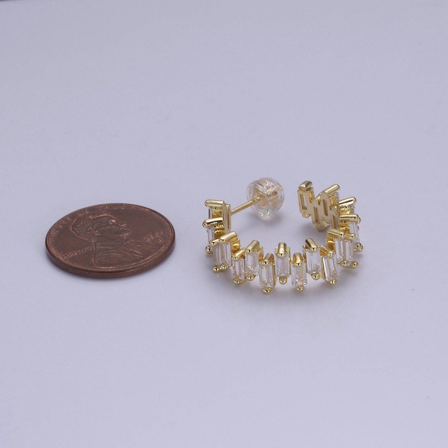 14k Gold Filled Hoop Earrings Baguette Hoop Earrings