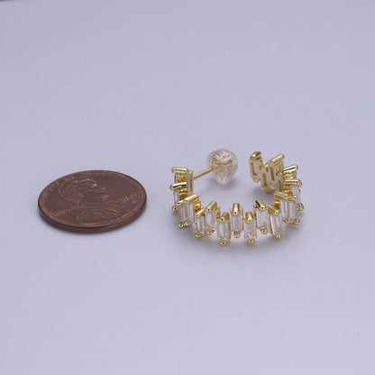 14k Gold Filled Hoop Earrings Baguette Hoop Earrings