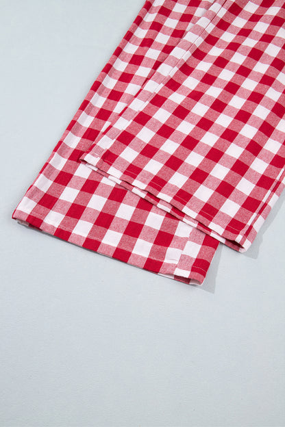 Gingham Plaid Tie-Waist Pants