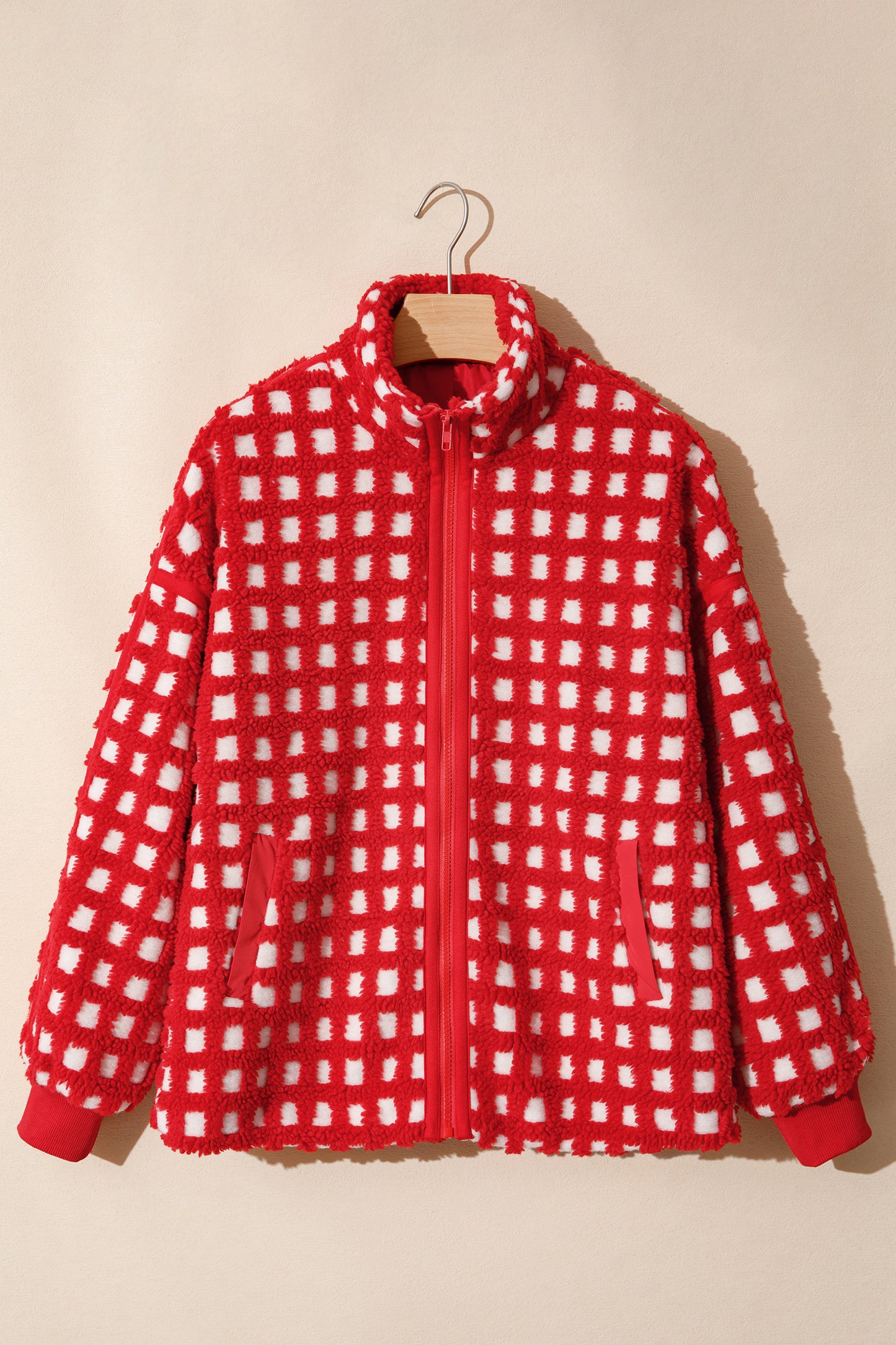 Red Pine Plaid Sherpa Jacket