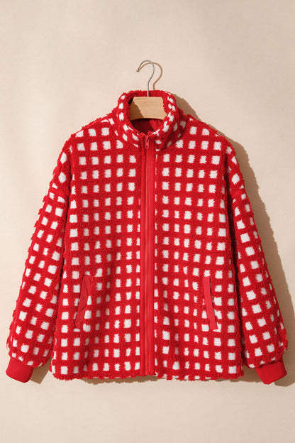 Red Pine Plaid Sherpa Jacket