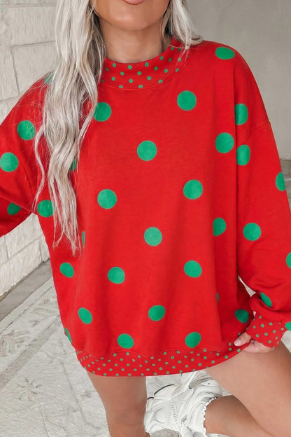 Polka Dot Contrast Tunic Sweatshirt