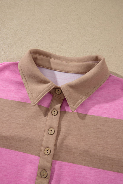 Rose Stripe Button Shift Dress