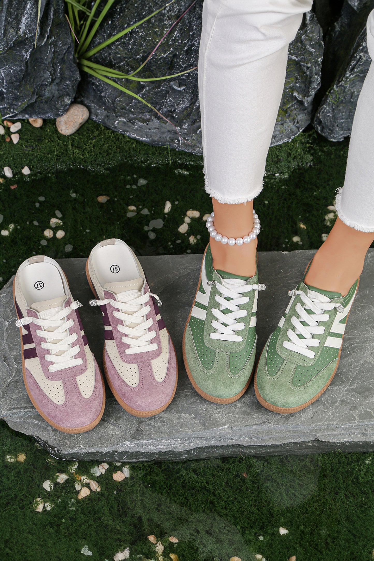Sunlit Eyelet Faux Suede Sneakers