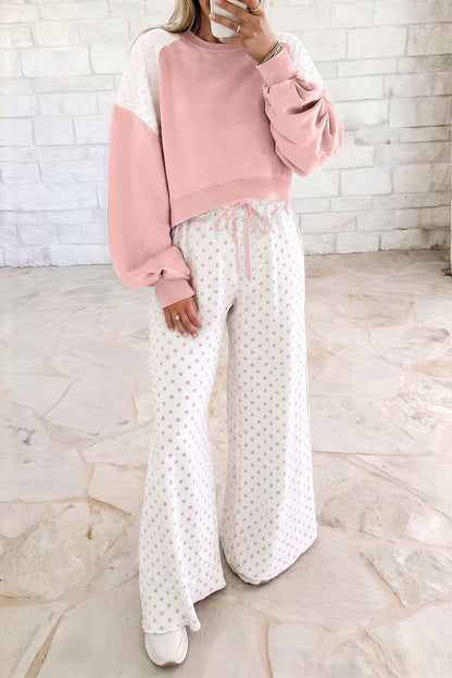 Polka Dot Colorblock Lounge Set