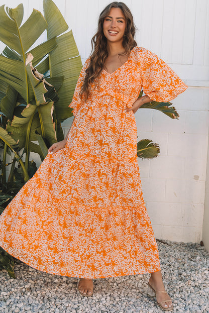 Sunset Floral Smocked Maxi Dress