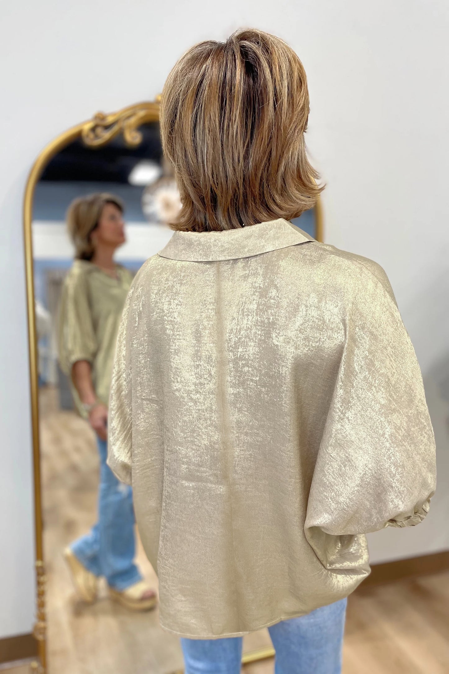 Starlit Metallic Collared Top