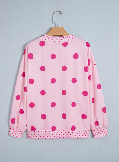 Polka Dot Contrast Tunic Sweatshirt