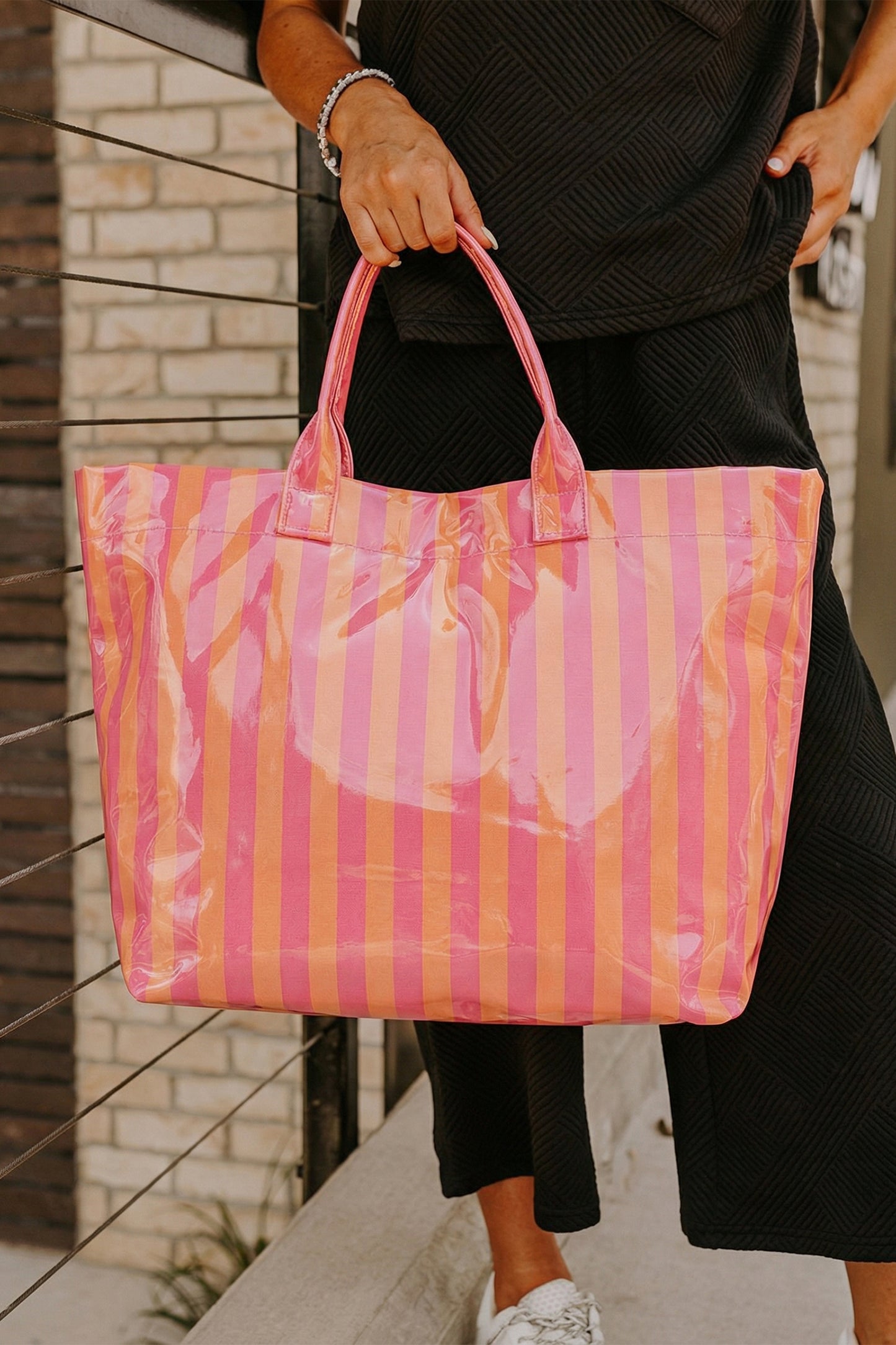 Boardwalk Striped Vinyl Tote