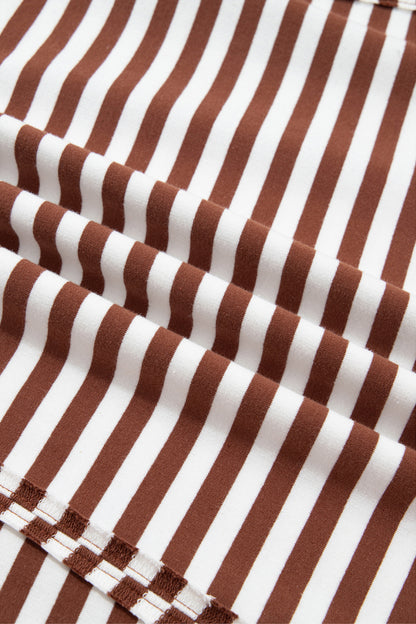 Stripe Raw Seam Pullover Sweatshirt