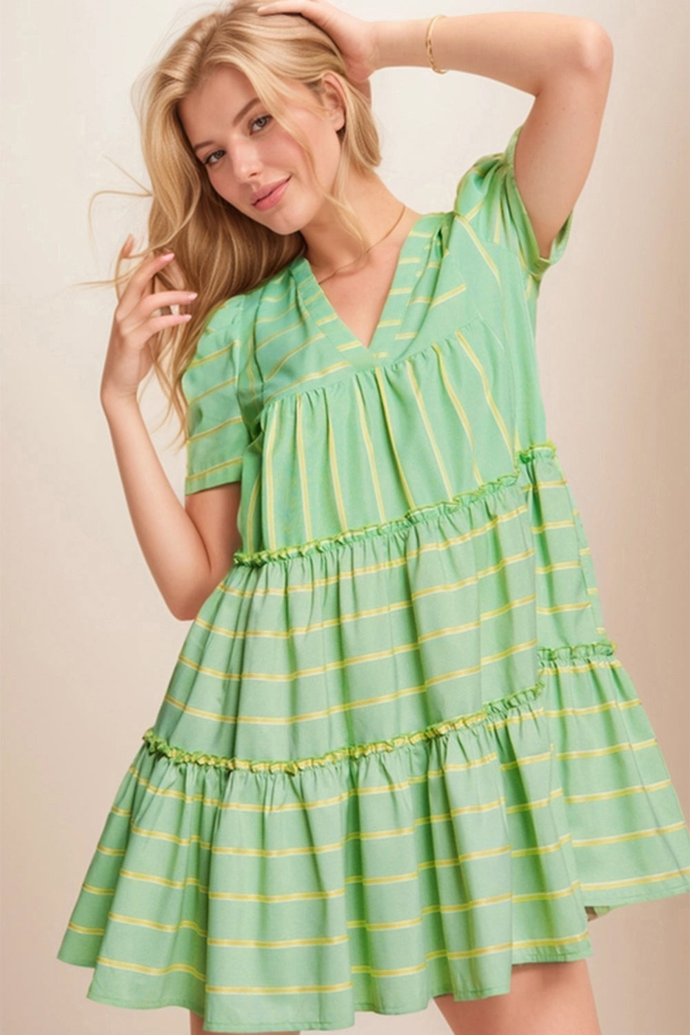 Sunlit Striped Frill Detail Dress